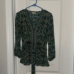 Max Studio Green Floral Blouse